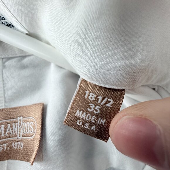 Gitman Bros 18.5 35 USA Oxford French Cuff Point TTX Cotton Pinpoint White Solid - Picture 15 of 16